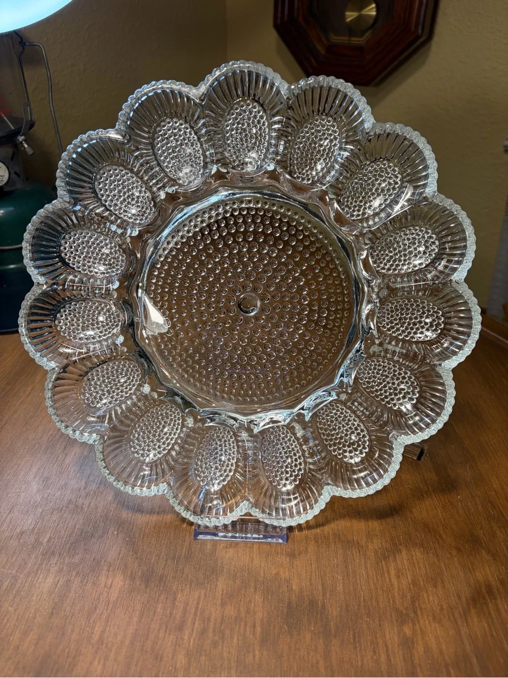 Indiana Glass Hobnail 15-Deviled-Egg Plate Relish Clear Vintage Serving Dish